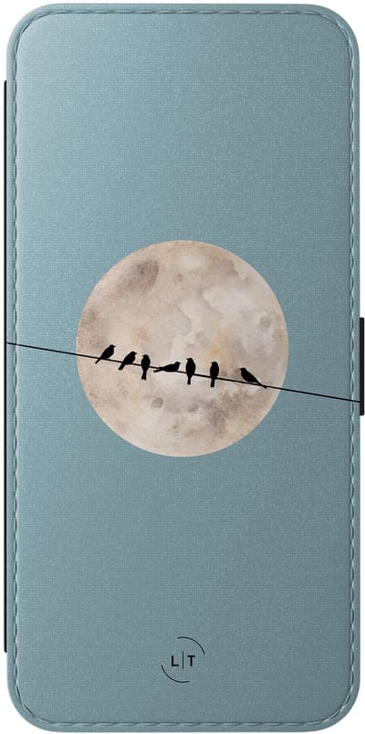 Leuke Telefoonhoesjes - Hoesje geschikt voor Samsung Galaxy A56 bookcase leer - Moon birds - Moon birds - Wallet Case met pasjeshouder - Print / Illustratie - Blauw