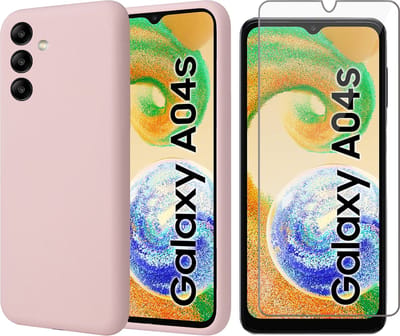 Hoesje geschikt voor Samsung Galaxy A04s / A13 5G - Screen Protector GlassGuard - Back Cover Case SoftTouch Roze & Screenprotector