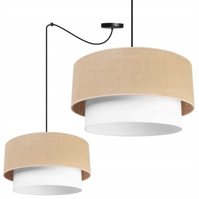 Hanglamp Jute Boho Stijl - Zwart/Wit - E27 - 45cm