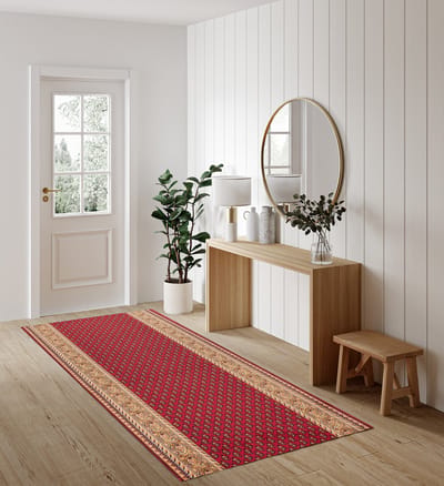 Tapiso Tapijtloper Antislip – Klassiek Perzisch Oosters Rood – Gangloper Keukenloper Rubber Onderkant Maat- 80x200