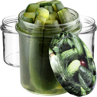 KADAX Jampotten, 350 ml, fi82 mm, inmaakpotten met schroefdeksel, honingpotten, weckpotten, voorraadpotten voor champignons, jam, honing, 10 stuks, komkommers