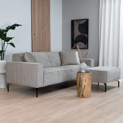 Bronx71® 3-zitsbank Kansas taupe ribstof
