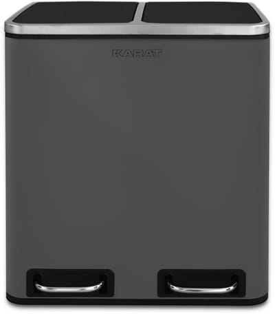 Floordirekt Afvalbak Keuken Felix - 2 × 15 L - Antraciet - 2-Voudig Afvalscheidingssysteem - Pedaalemmer Keuken - Soft-Close & Luchtdicht - Kunststof Binnenemmer - Met Klapdeksel
