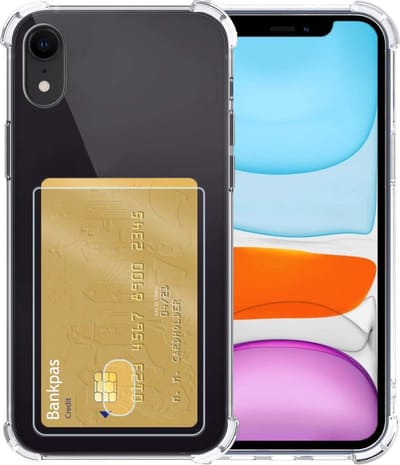 Hoesje - Geschikt voor Apple iPhone XR - Met Pashouder en Kaarthouder - Telefoon Hoes Shockproof - Siliconen Case - Shock Proof - Back Cover - Pasjes Houder - Telefoonhoes - Transparant