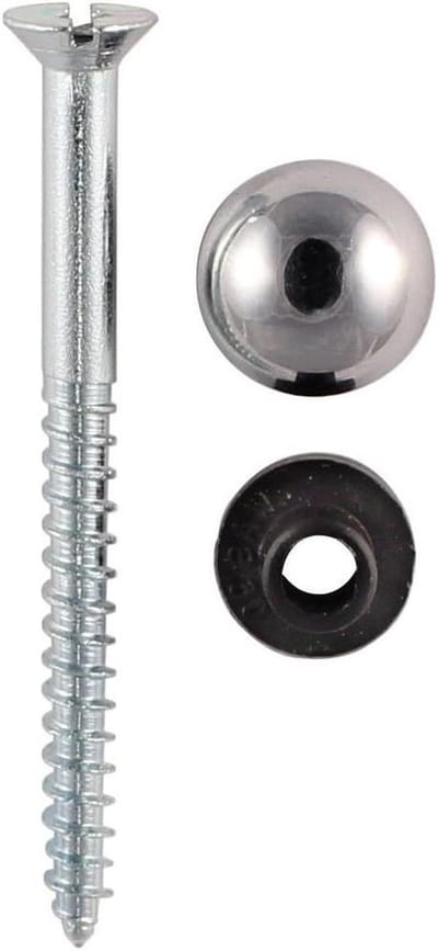 Spiegelschroeven - Spiegelbevestiging - Spiegel Ophangen - Met Chroom Kap - 19 mm - Wit