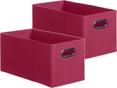 5Five Opbergmand/kastmand - Set van 4x stuks - framboos roze - linnen - 7 liter - 31 x 15 x 15 cm - Opbergbox - Vakkenkast manden