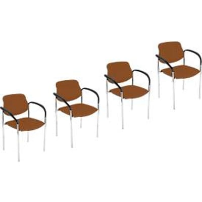 Bezoekersstoel STYL - bekleding in leerlook - met armleuningen - stapelbaar – nougat – 4 stuks
