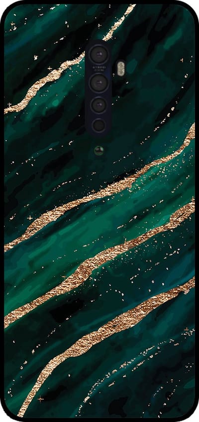 Smartphonica Telefoonhoesje Geschikt voor Oppo Reno2 met marmer opdruk - TPU backcover case marble design - Groen Goud geschikt voor Oppo Reno2