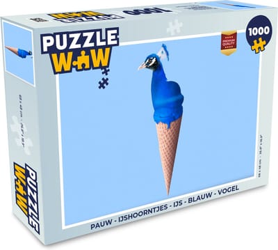 Puzzel Pauw - IJshoorntje - IJs - Blauw - Vogel - Legpuzzel - Puzzel 1000 stukjes volwassenen