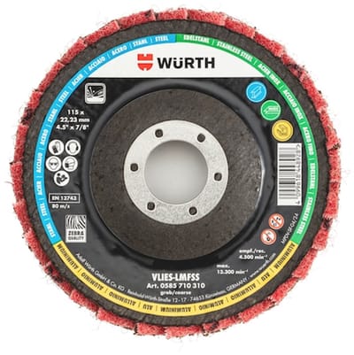 Wurth - Vlies lamellenschuurschijf RED PERFECT 3D - RED PERFECT® 3D non-woven lamellenschuurschijf Voor direct gebruik op haakse slijpers - x 10 st