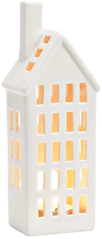 kerstlantaarnhuis van porselein, wit (B/H/D) 8x22x6cm kersthuisje