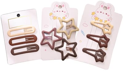 Dailygoods - 9ps haarclips dames klein in stijl haarclips om te stylen plat mini Morandi kleur eendbill haarclips strepen dik en dun haar accessoire (ster)
