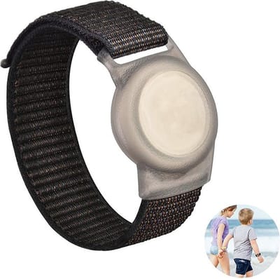 Knaak Armband geschikt voor Apple AirTag - Ideaal voor Kinderen - Klittenband Sluiting - Zwart