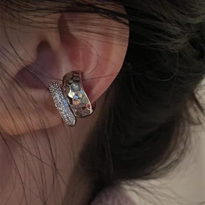 1 stuks Mode Zirkoon Dubbellaagse Oor Manchet Zonder Piercing Oorbel Trendy Punk Metaal Geometrische Oorclip Voor Vrouwen Sieraden