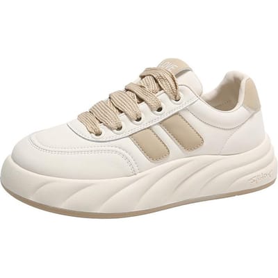 Leren Platform Witte Schoenen Damesschoenen Vroege Lente Nieuwe Verhogende Boardschoenen Veelzijdige Casual Schoenen Dames Sportschoenen 40 beige