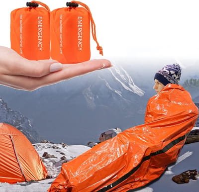 Nooddeken - Survival Slaapzak - 2 Stuks Reddingsdekens Waterdicht - Koudebescherming Nooddeken - Herbruikbare Noodslaapzak - Waterdichte Nooddeken Voor Kamperen In De Buitenlucht - Wandelen