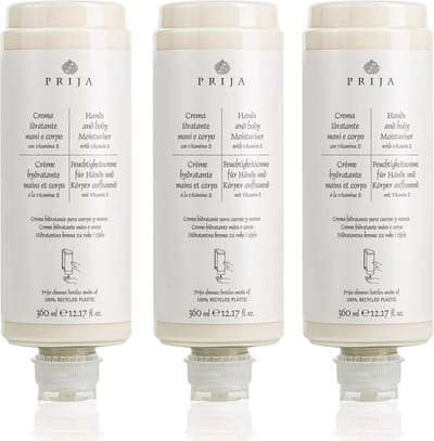 PRIJA 2in1 HYDRATERENDE handcrème, bodylotion met vitamine E, navulling voor dispenser 360 ml x3