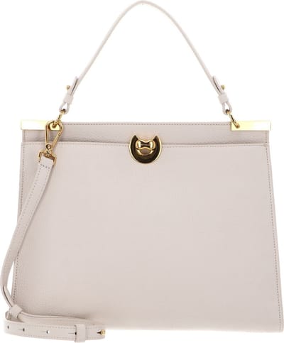 COCCINELLE Leren Schoudertas Binxie Handbag Grained Leather Lambskin White Crème