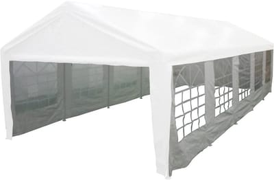 Zijpanelen voor paviljoen - Tentwanden - Feestelijke sfeer creëren - Met panorama vensters - 4x10 meter - Wit