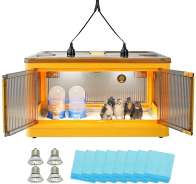 Dailygoods- Opfokbox kunststof 60x42x33cm - Kuikenkweekbox - Kippenvoederautomaat - Automatische drinkbak - Warmtelamp - Opvouwbaar ontwerp - Broedbox