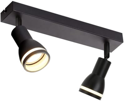 NETTLIFE Opbouwspot GU10 - L 30cm - zwart - 2-Lichts - rechthoekig - Moderne Plafondlamp - 355° draaibaar Plafondspot - creatief ontwerp Lampkap - voor Slaafkamer | Kantoor | Woonkamer - Max.25W-excl. lichtbron