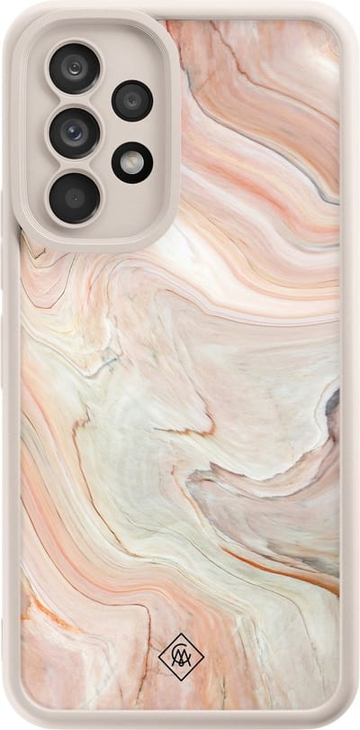 Casimoda® hoesje - Geschikt voor Samsung Galaxy A53 - Marmer Waves - Zwart TPU Backcover - Water - Bruin/beige