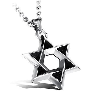 David Ster Ketting met Hanger Zilver kleurig - David Ster - Kettingen Heren - Papa Cadeau Voor Mannen - Vaderdag