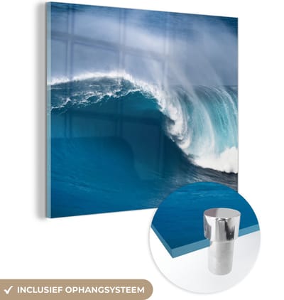 MuchoWow® Glasschilderij 50x50 cm - Schilderij acrylglas - Zee - Golf - Hawaii - Foto op glas - Muurdecoratie woonkamer - Wanddecoratie slaapkamer - Schilderijen