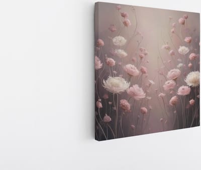 Saammp Canvas Schilderij - Roze - Bloemen - Natuur - 20x20 - Foto op canvas - Wanddecoratie - Muurdecoratie Woonkamer - Kantoor Decoratie