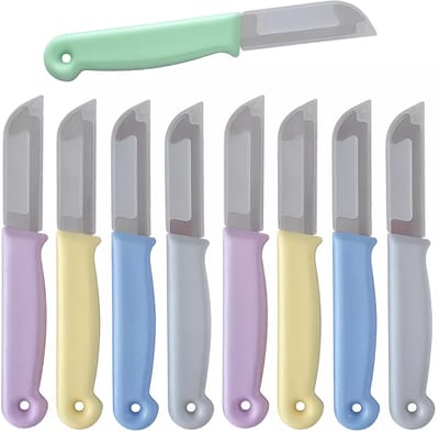 Solingen Schilmesje – RVS Glad – 16 cm met Blade Cover – Pastelkleuren Mix – 10 Stuks