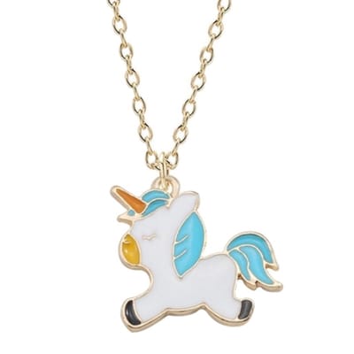 Fako Bijoux® - Kinderketting - Eenhoorn / Unicorn - 18x18mm - Goudkleurig