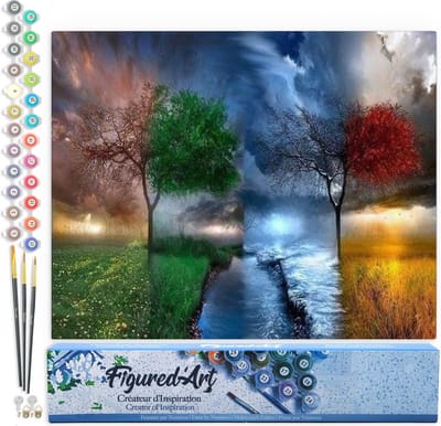 Figured'Art Schilderen op Nummer Volwassenen canvas De 4 seizoenen - Handwerk acrylverf Kit DIY Compleet - 40x50cm zonder frame