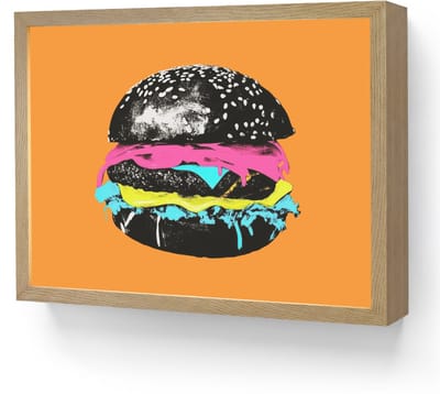 Wandlamp 40x30 cm - Oplaadbaar - Hamburger - Oranje - Neon - popart - Wandlampen binnen woonkamer - Slaapkamer lamp - Decoratieve nachtlamp - Vloerlamp draadloos