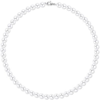 Parelketting voor dames en heren, 6 mm/8 mm, wit, parelketting, kunstparels, 40-60 cm