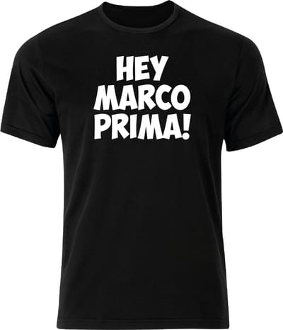 HEY MARCO PRIMA! – Maat xxL - Zwart - Ronde hals - Regular Fit - Grappige teksten - Humor - Tekst shirt - Cadeau - TikTok