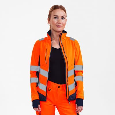 Engel Safety softshell jack voor dames 1156-237 - Hi-vis Orange / Blue Ink - L