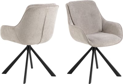 Giga Living Eetkamerstoel Sundre - Zand Stof - Zithoogte 48cm - Set van 2