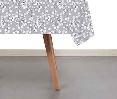 Raved Tafelzeil - 140 cm x 100 cm Lente Bloemen Grijs - PVC – Afwasbaar