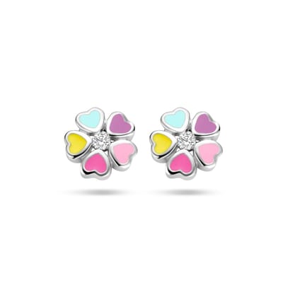 Zilveren oorknoppen bloem zirkonia - PSN1335284