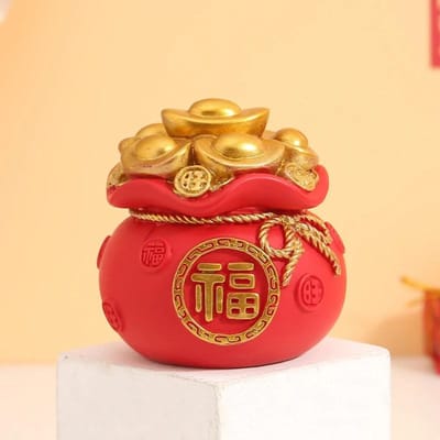 Arbre à argent Feng Shui porte-bonheur, gâteau d'anniversaire, décoration pour voiture, maison, meuble TV, figurines artisanales red