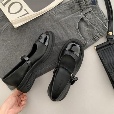 Mary Jane Schoenen met Dikke Hak Damesschoenen Nieuwe Lente Retro Ronde Neus Witte Schoenen met Middelhoge Hak Pumps Damesschoenen Platformhakken 38
