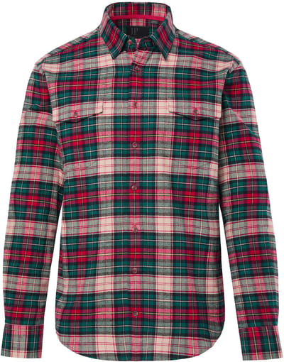 JP 1880 - Heren - Geruit flanellen overhemd lange mouwen kentkraag Modern Fit - Wijnrood - Maat 3XL