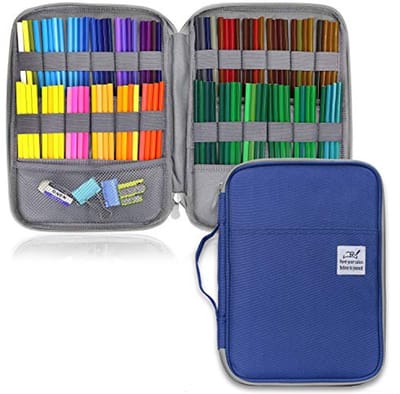 Kleurpotlodenetui met 96 sleuven en grote capaciteit, ideale organizer voor aquarelkleurpotloden, gelpennen en kunstenaarsmarkers