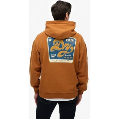 Superdry Tap Room Oversized Hoodie Brown Grootte: M