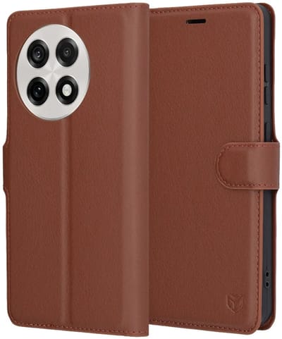 Hoesje geschikt voor OnePlus 13R - Techsuit Leather Folio Book Wallet Case - Bruin