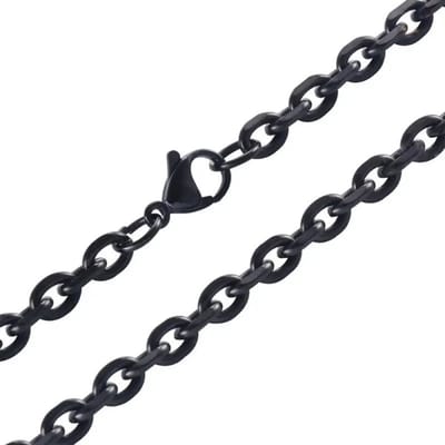 Aramat Jewels | Halskettingen | RVS Anker Ketting Zwart - Stoere Maritieme Schakelketting | 75cm / 3mm |75cm | | Staal | Volwassenen | Verkleurd niet