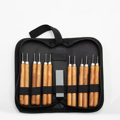 Houtbewerking - Houtbewerking set 12 delig - Houtbewerking gereedschap - Houtsnijden - Houtsnijmes - Houtbeitels - Wood carving knife - Gutsen set - Opbergdoos