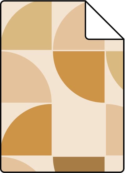 Proefstaal ESTAhome behang retro ornamenten bruin, beige en okergeel - 26.5 x 21 cm - 132023-S