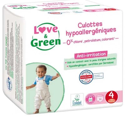 Love & Green Hypoallergene Luierbroekjes 32 Broekjes Maat 4 (8-15 kg)