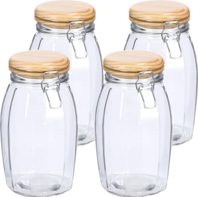 Zeller Weckpotten/inmaakpotten - 4x - 1.85L - glas - met beugelsluiting - D13 x H23 cm